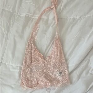 Pink Lace Halter Bralette